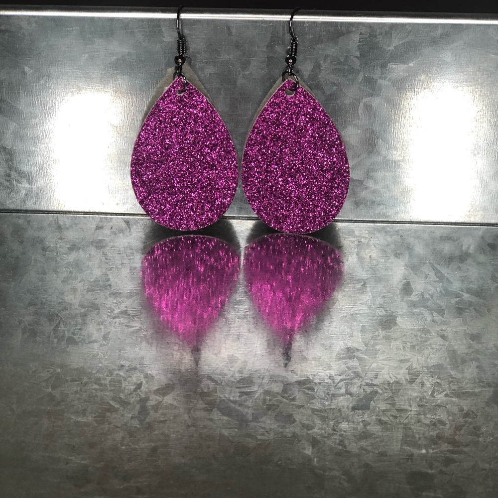2” Tear Drop Glitter Earrings